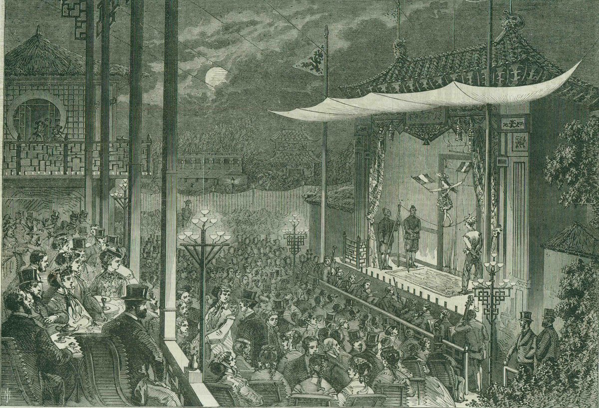 The evening show at the Chinese theater at the 1867 Paris Exposition
