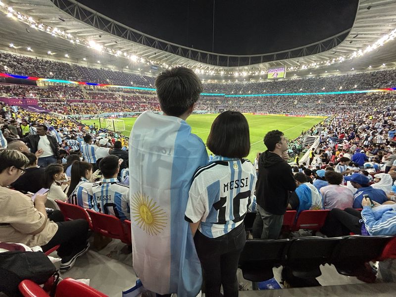 Chinese World Cup soccer fans attending a match in Qatar