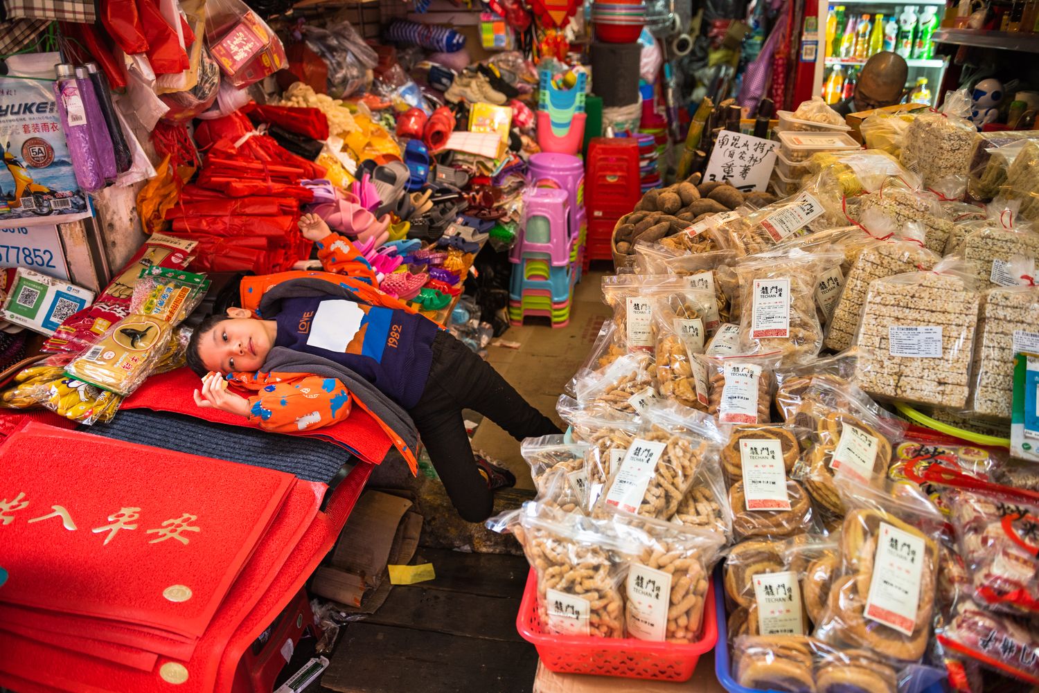 Candy street stall in China at New Year's