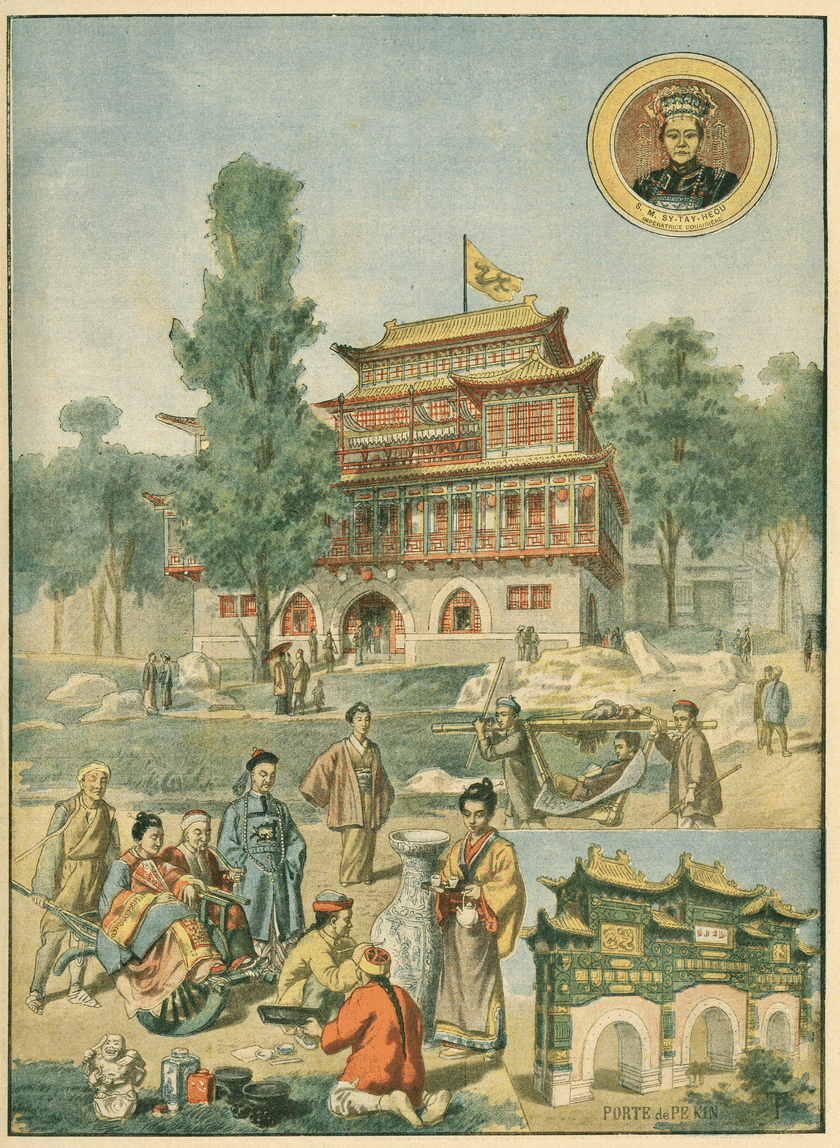 Illustration of Empress Dowager Cixi, and Confucius Temple
