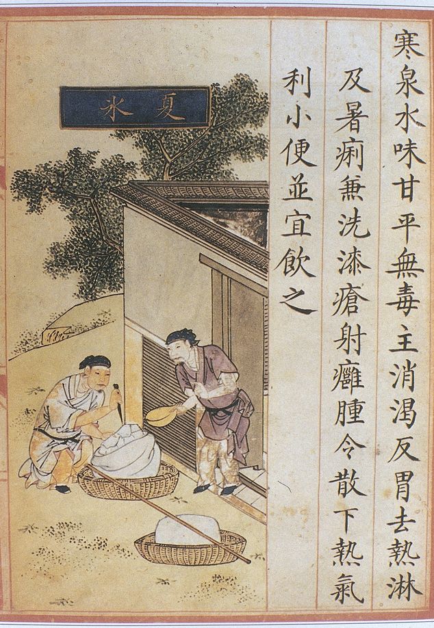 A Ming dynasty (1368 – 1644) illustration of a ice vendor in the summer