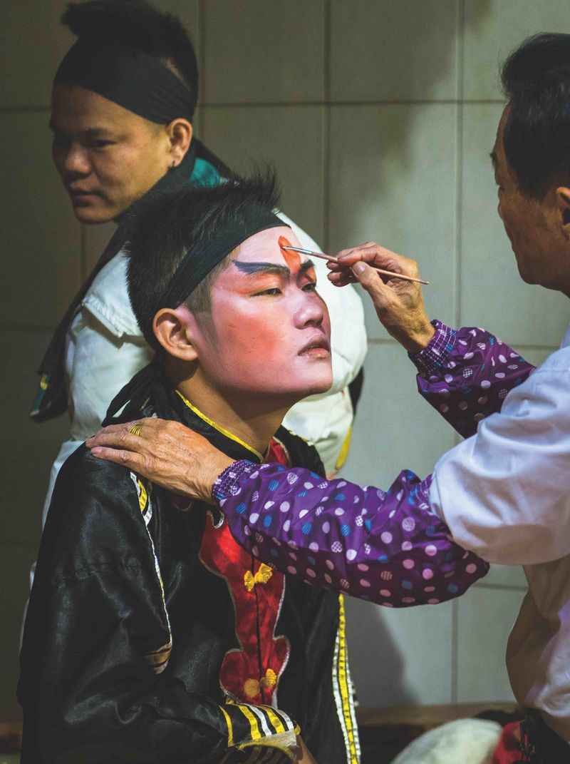 Every member of the troupe, from actor to makeup artist, is an amateur from the local village