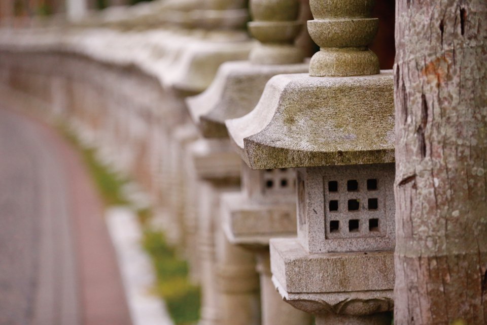 Stone lamps line many of the Buddhist and Daoist sties throughout Hainan.