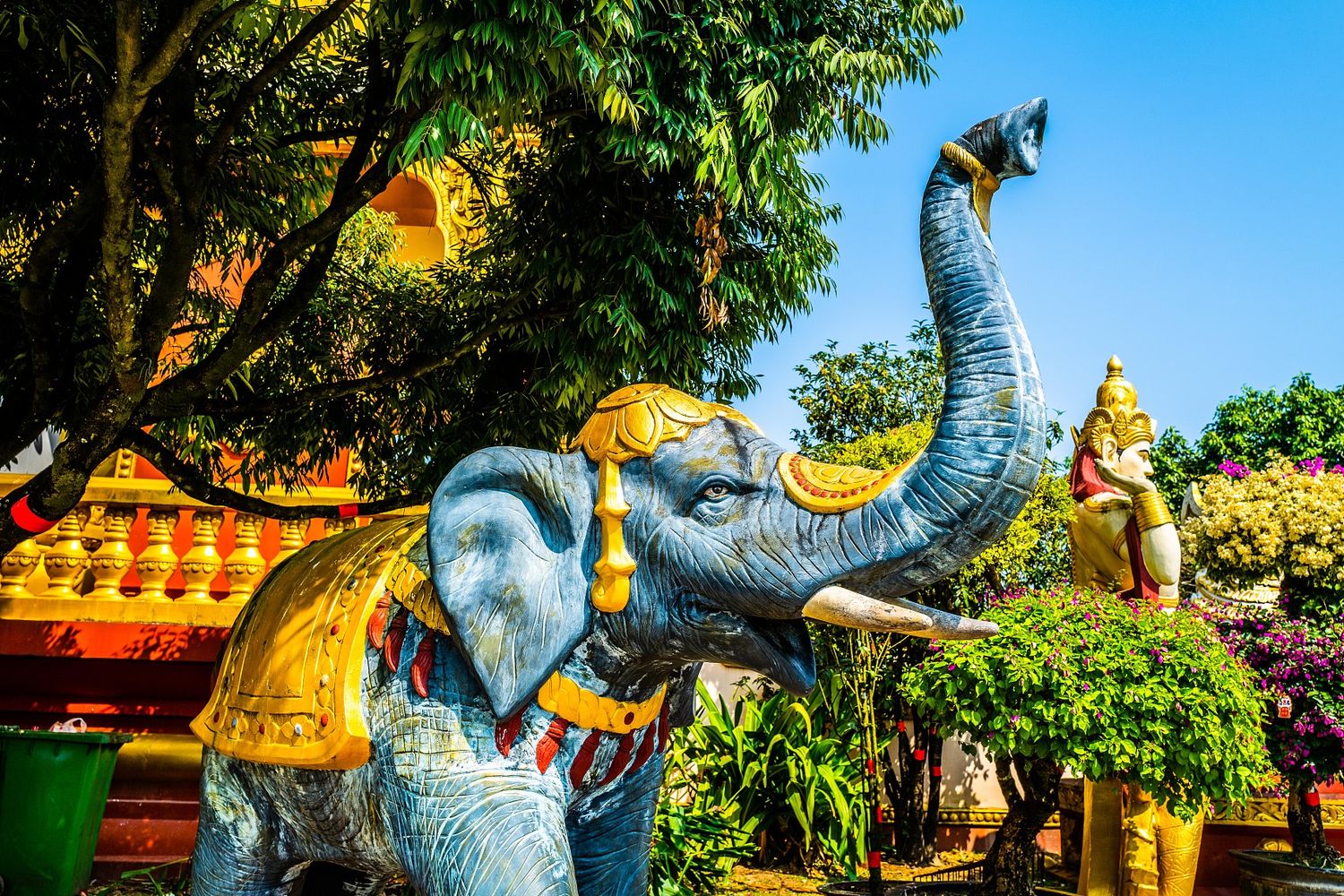 Elephant statue outside Golden Pagoda in Mangshi, symbol of Dai minority people