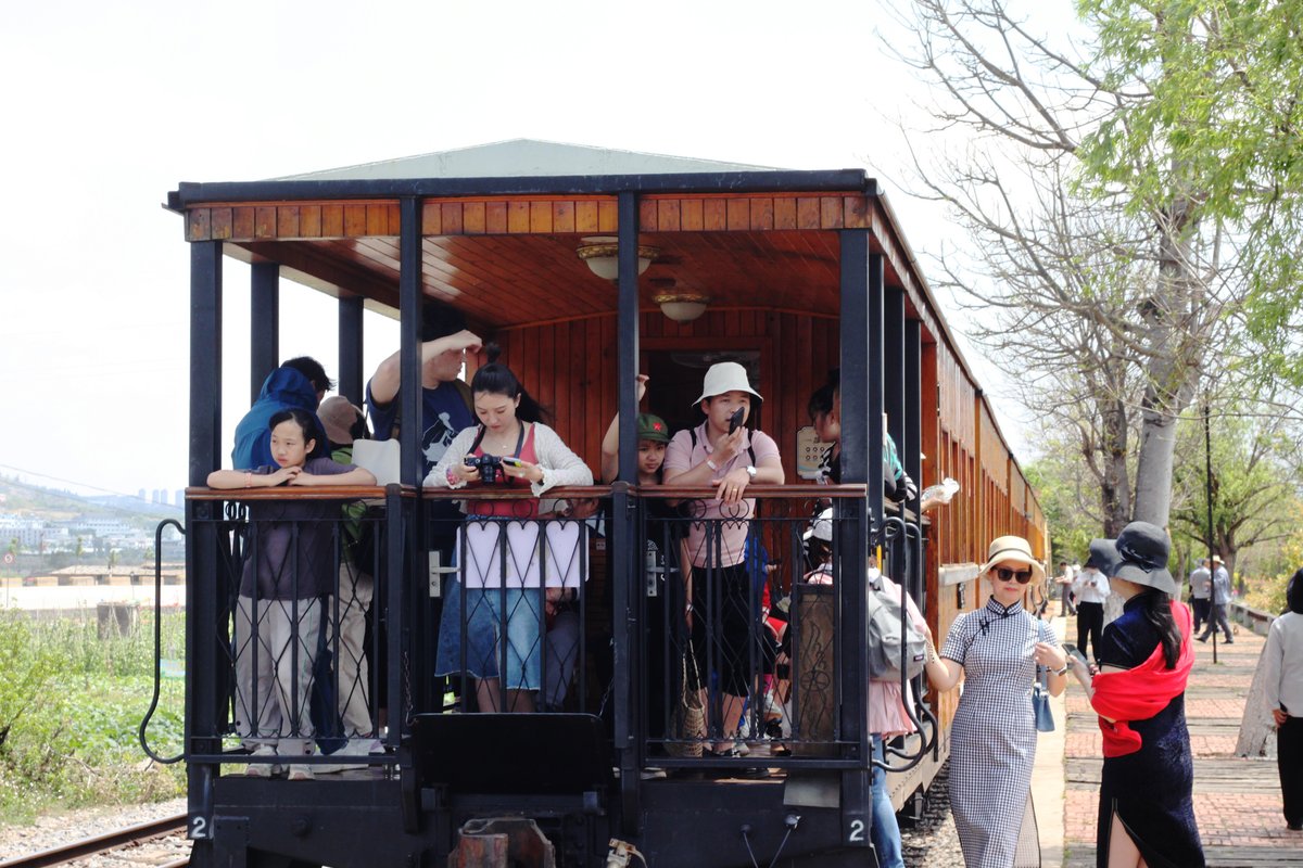 Tourists on the "small train" at Jianshui