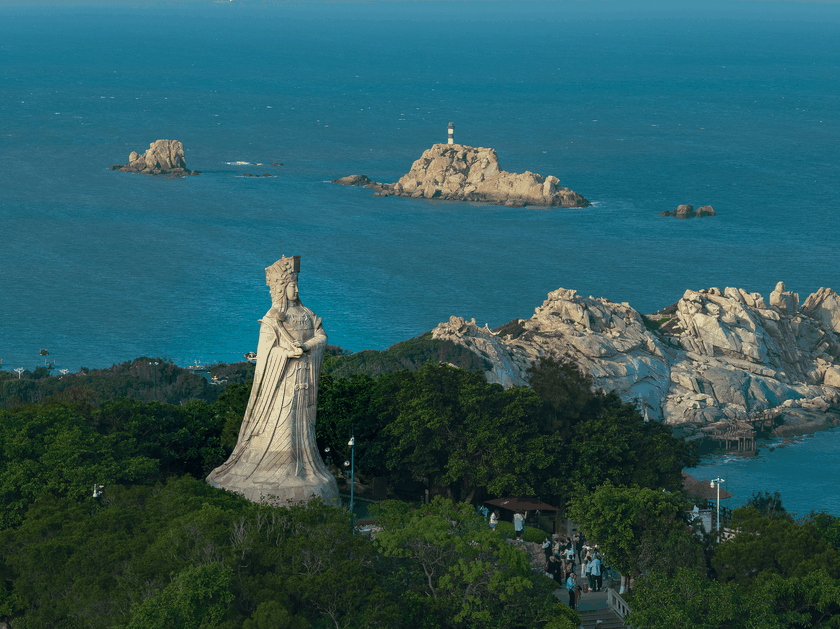 Mazu Temple is a major tourists attraction on Meizhou Island, sculpture of Chinese sea goddess Mazu