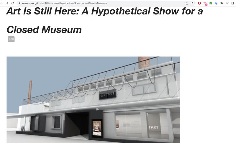 screenshot of homepage of exhibition showing a 3D replica of M Woods Museum