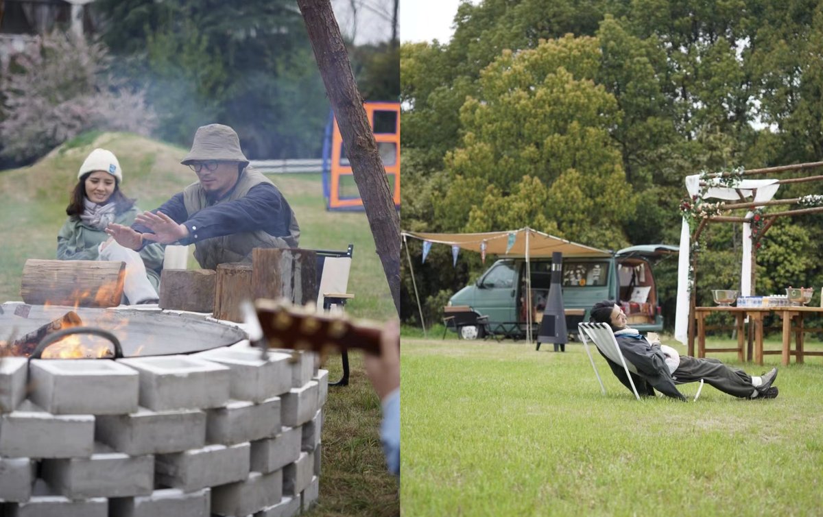 Campers relaxing and enjoying the outdoors