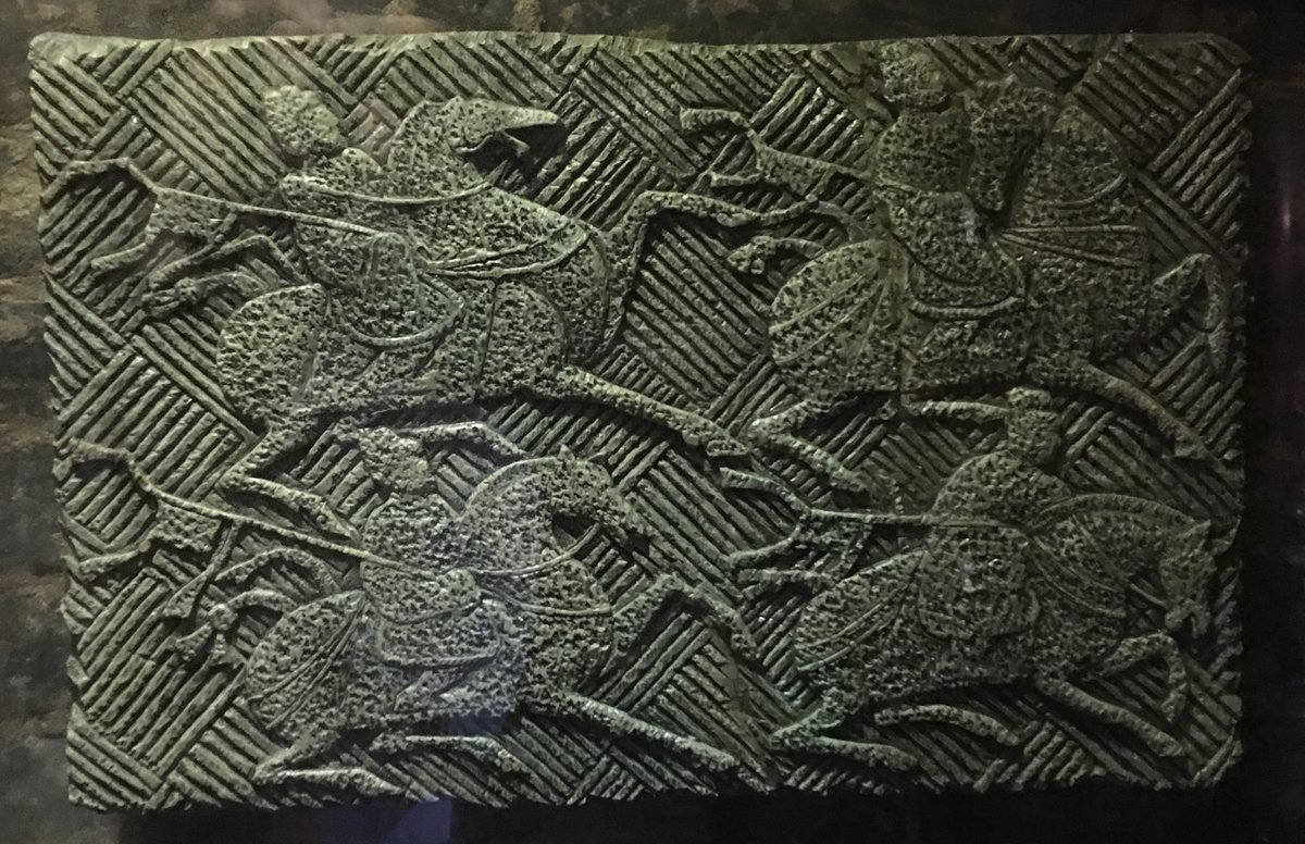 A tablet depicting riding couriers from the Han dynasty is on display at the Old Post Office Museum in Zhujiajiao, Shanghai, history of Chinese Couriers