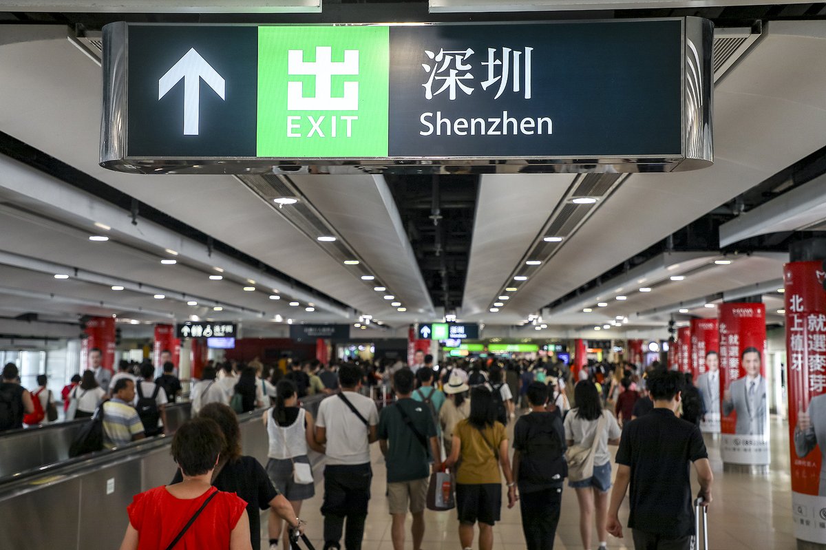 Tourists from Hong Kong arrive to Shenzhen by subways, buses, and ferry rides