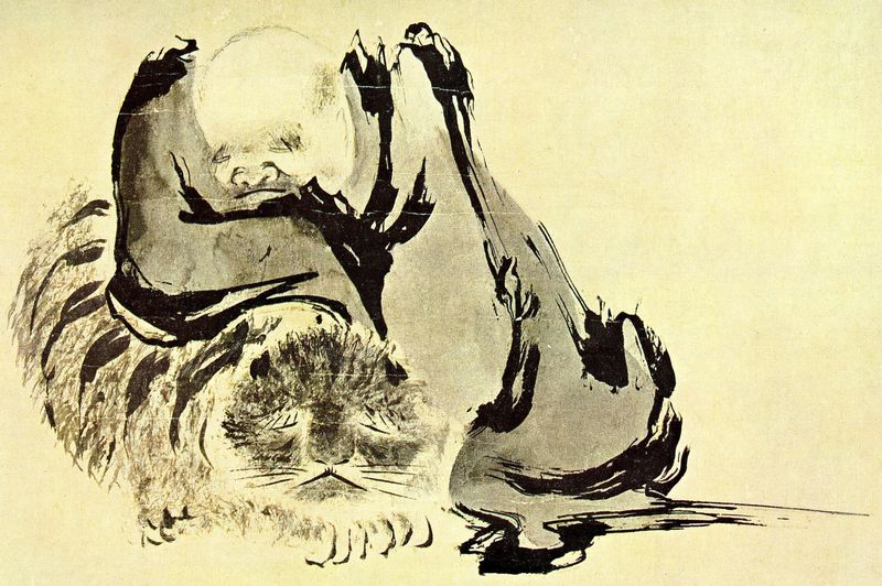 One part of Shi Ke’s “Meditation of Two Masters (《二祖调心图》)” (Wikimedia)