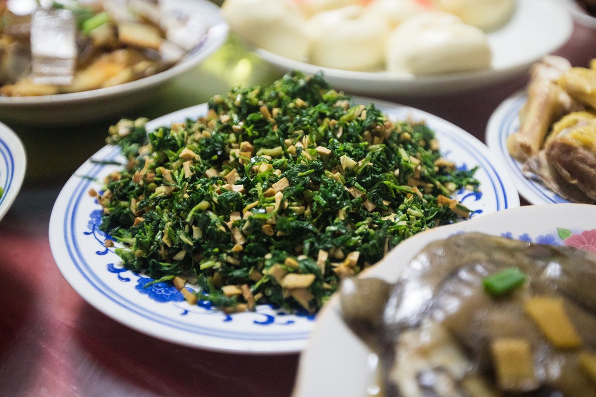 Malantou with tofu dish