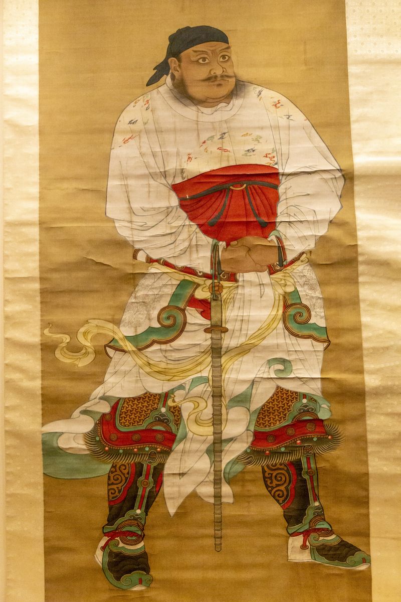 Scroll painting of the famous Chinese general Zhang Fei who may have invented banmian china's most popular noodle dish