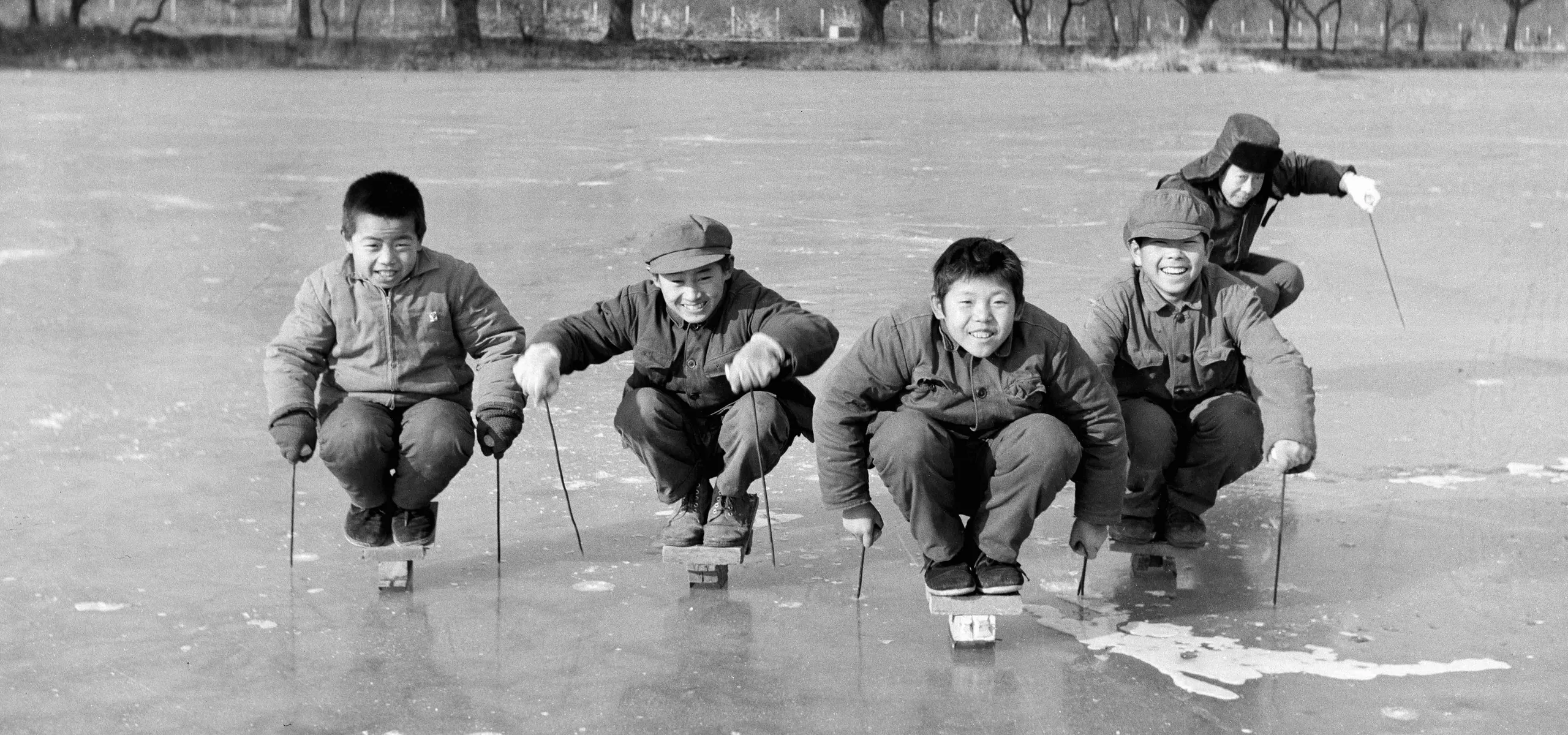 Chinese kids ice skating