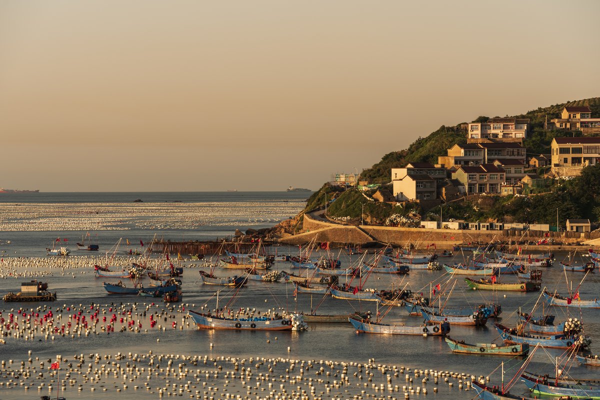 A view of the coastal city, Zhoushan in Zhejiang province