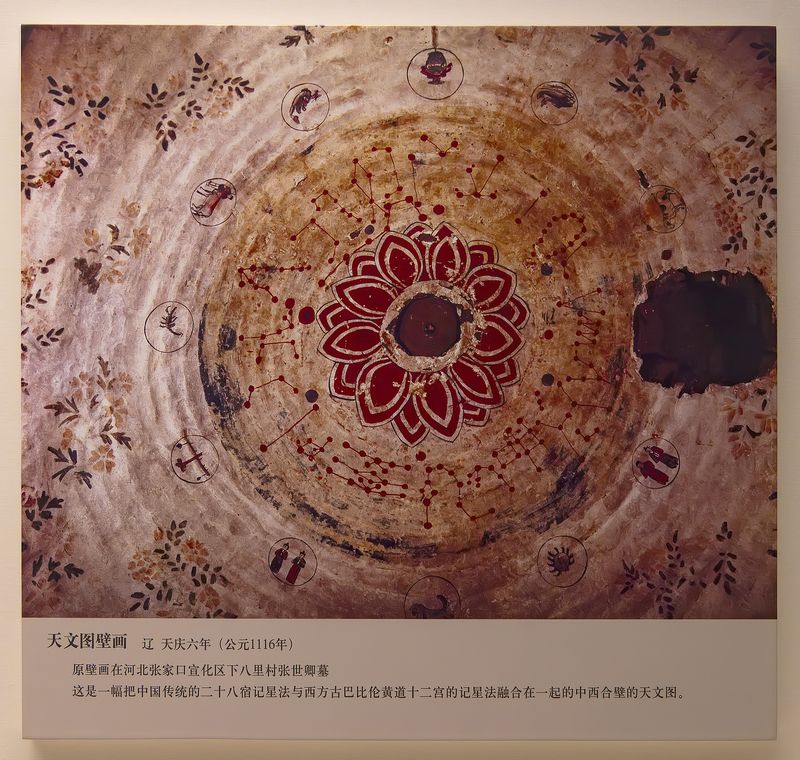 An astronomical mural features both the 28 mansions from the traditional Chinese constellation system and the 12 Western zodiac signs