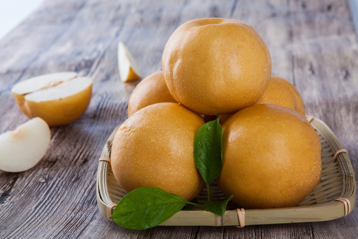 Freshly picked pears