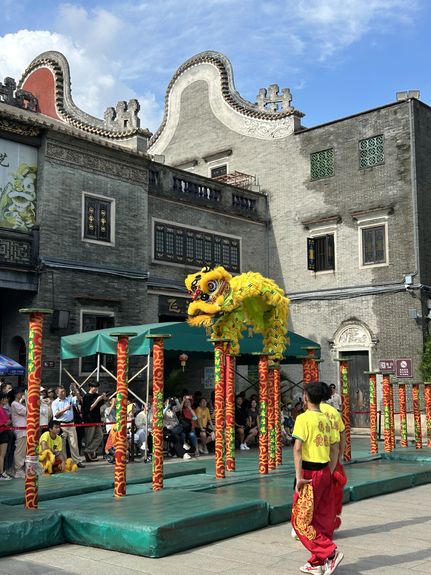 Chinese lion dance at Ancestral Temple in Foshan, Guangdong province