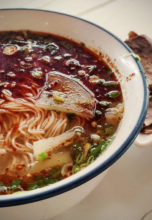 A bowl of thin Lanzhou beef noodles