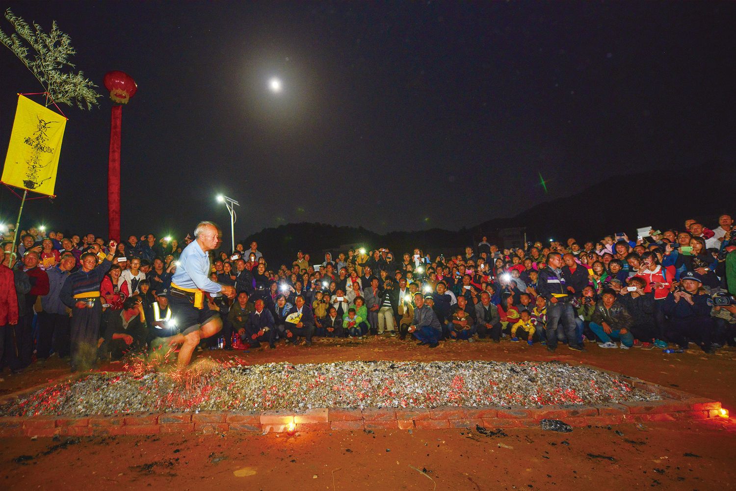 The whole village gets involved in setting up the acts